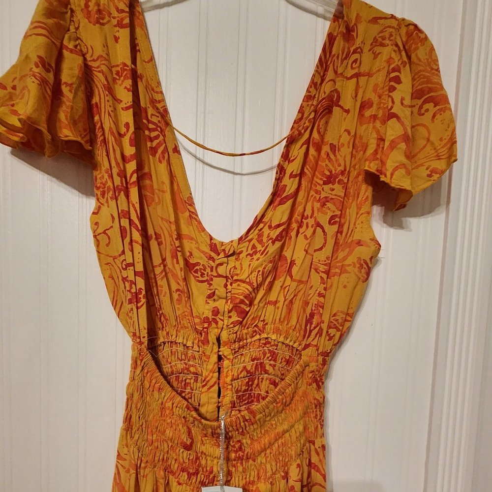 TIARE HAWAII Yellow Orange Button Front Open Back Hi Low Dress, Coverup -NWT - Picture 7 of 10